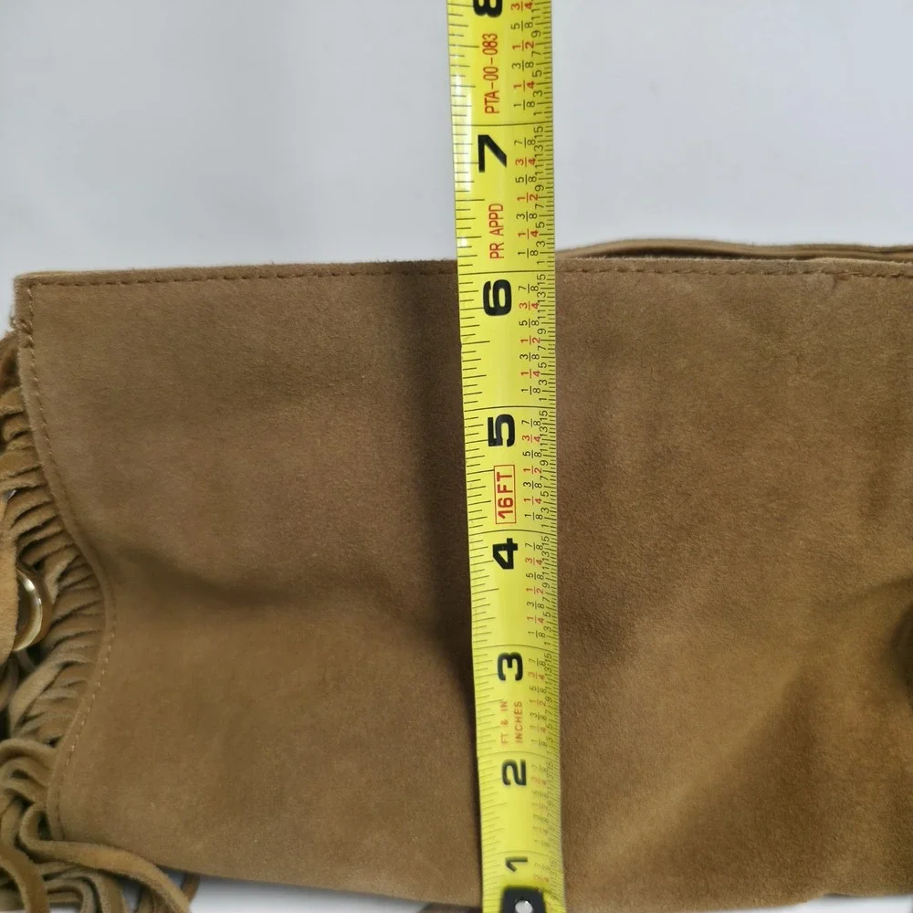Mossimo Crossbody Suede Leather Fringe Tan Hippie Western Womens Bag Purse